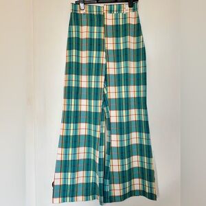 Free People Plaid Jules High Rise Flare Pants Size 12